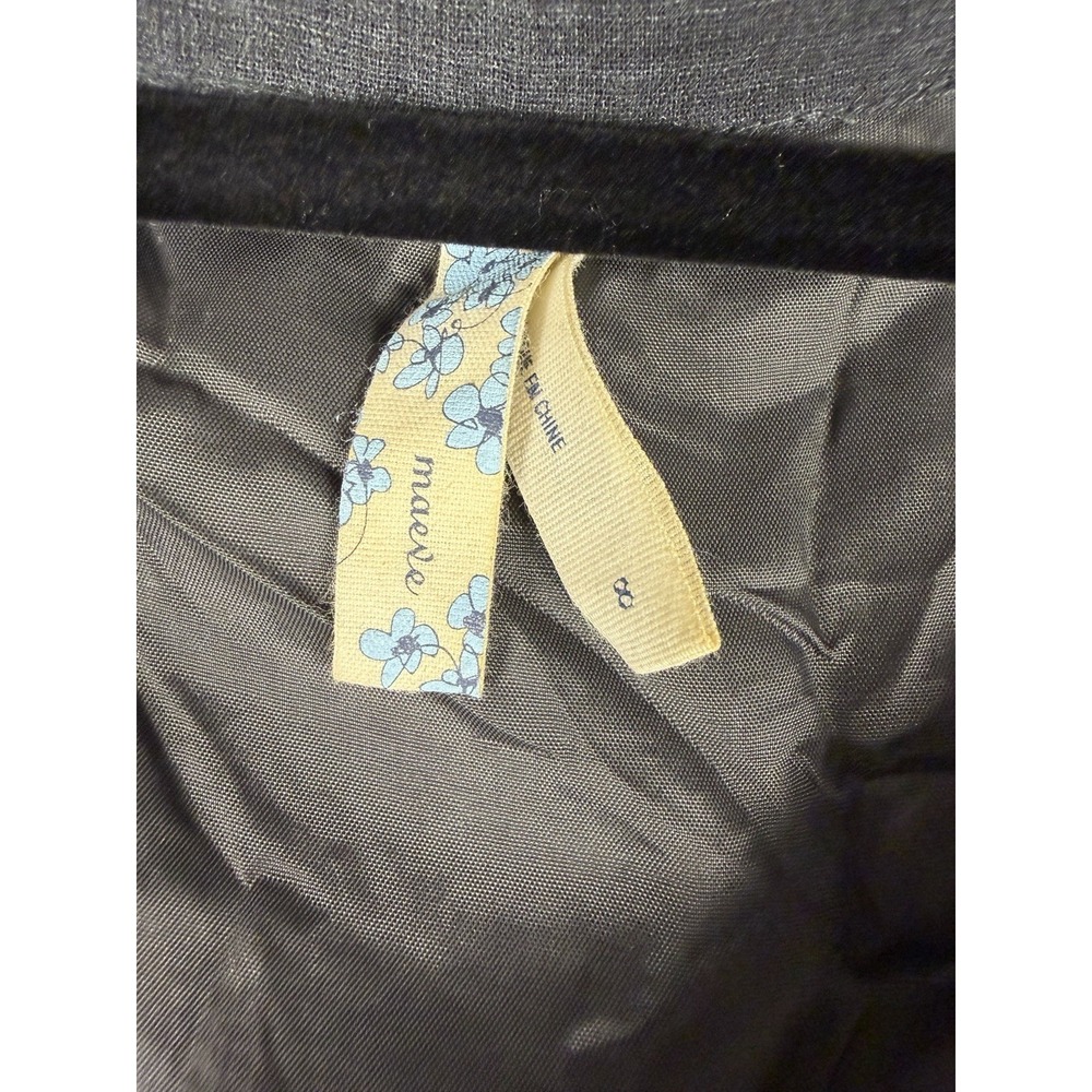 Maeve Anthropologie Black Ruffle Dress Sz 8‎ Wool Blend Empire Waist Cottagecore - Picture 2 of 10